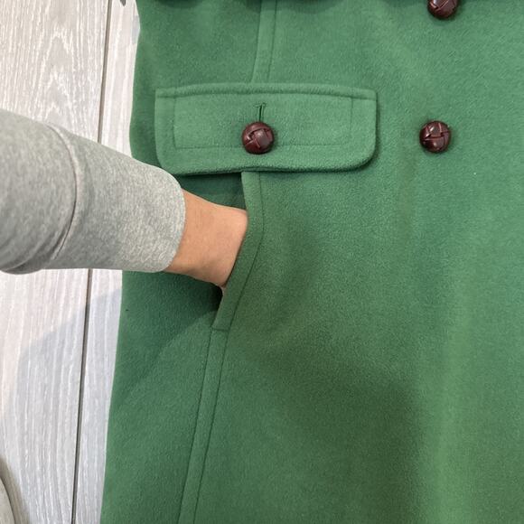Lands End Pea Coat Kelly Green Wool Cashmere Peacoat Jacket Pockets Size 16P - Picture 5 of 11